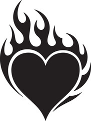 Flaming heart tattoo design silhouette