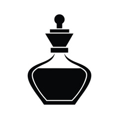 a black and white perfume bottle icon.