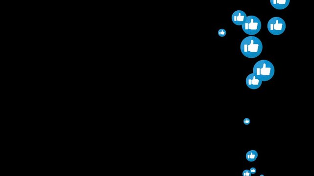 Animated thumb up emoji moving upwards, Social media live style Thumb Up emoji animation coming from bottom.green screen 4K footage,