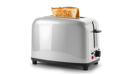 Modern Silver Toaster Toasting Bread in Kitchen