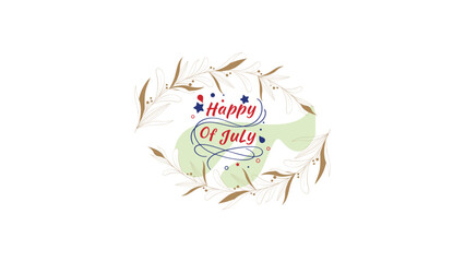 Watercolor Inspired July 4th Floral Lettering Vector