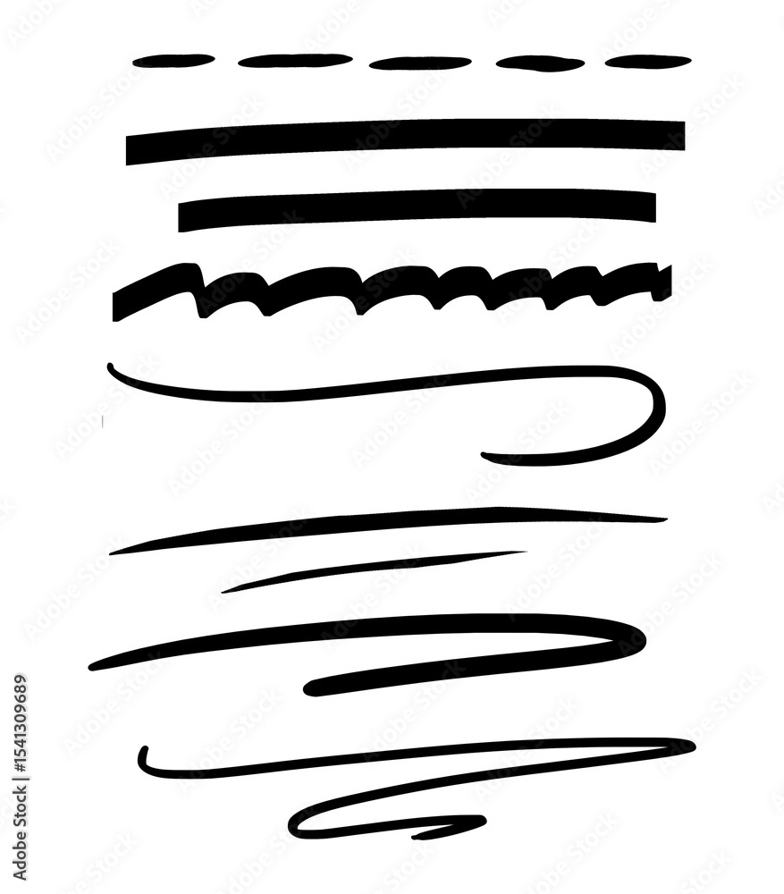 Poster hand drawn underline collection doodle style vector set artistic line elements for text emphasis and