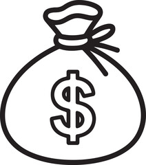 Money bag icon silhouette