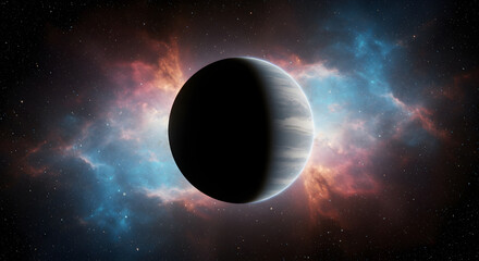Obraz premium A Vibrant Depiction of an Exoplanet and Nebulae in Deep Space
