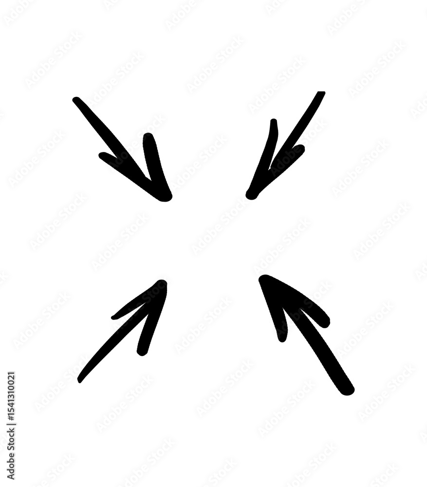 Poster convergence arrows pointing inward for focus and directional emphasis in graphic design and presenta