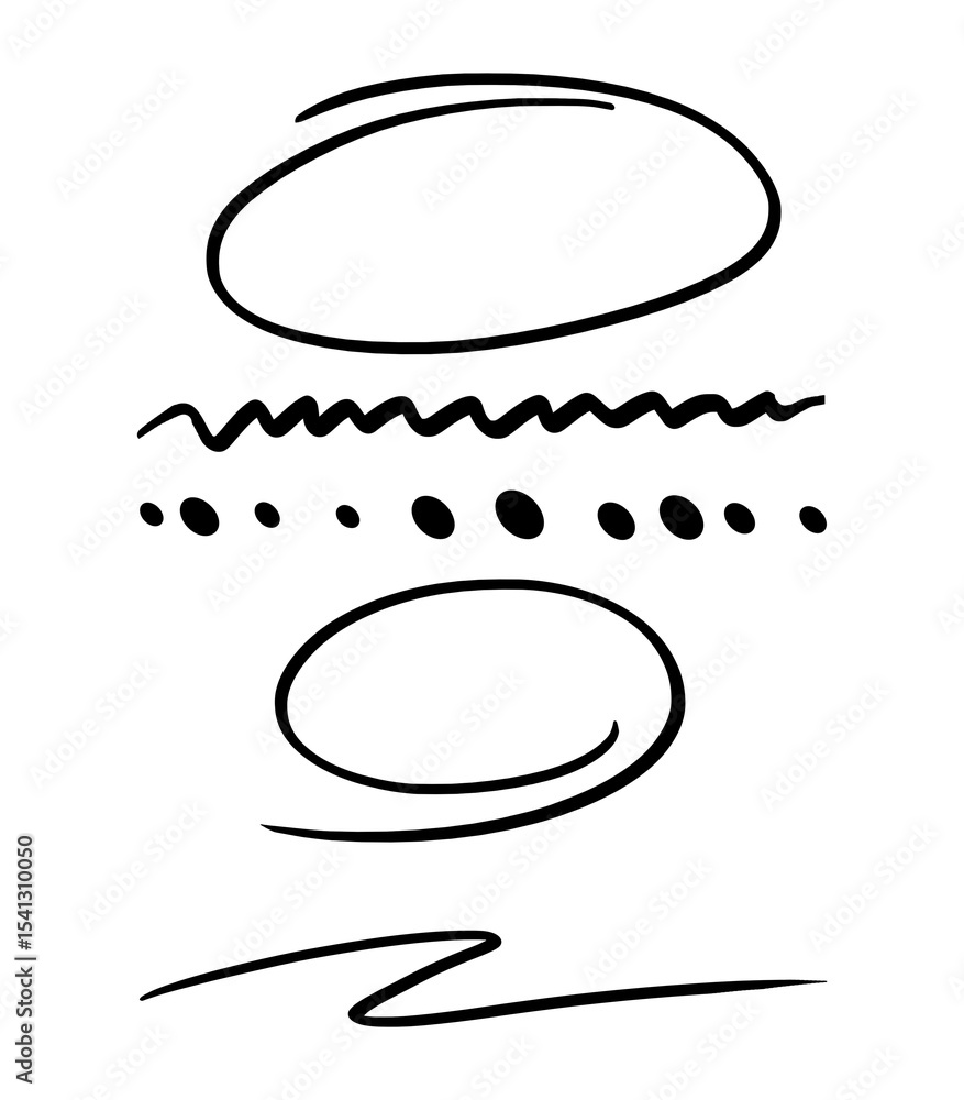 Poster hand drawn circle and line doodle set for highlighting and underlining text in digital notes and gra
