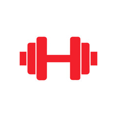 Dumbbell logo icon illustration for strength building body training and gym brand