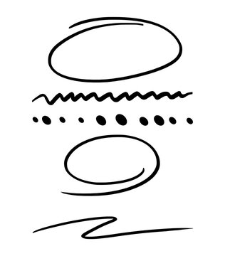 Hand Drawn Circle and Line Doodle Set for Highlighting and Underlining Text in Digital Notes and Graphic Designs with Transparent PNG