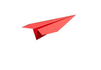 Isolated Red Paper Airplane Flying