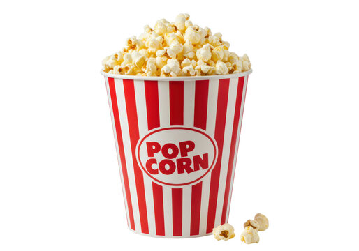 Isolated Popcorn Bucket with Scattered Kernels - Powered by Adobe