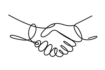 Continuous line drawing of a handshake