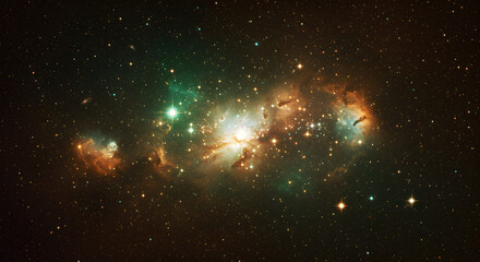 Naklejka premium Stunning depiction of a nebula in space with stars and vibrant colors