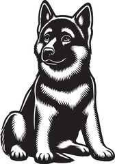 German Shepherd Dog Silhouette Vector | Black and White  Illustration