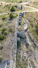 Aerial View of Ancient Stone Ruins if Asseria, Croatia on Hillside