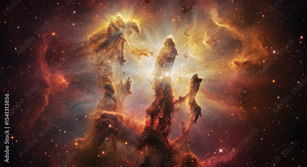Wall mural stunning image of the pillars of creation nebula and the starry sky background