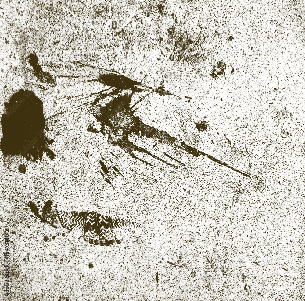 Poster distressed grunge texture overlay with splatter and footprint detail for urban design projects and c