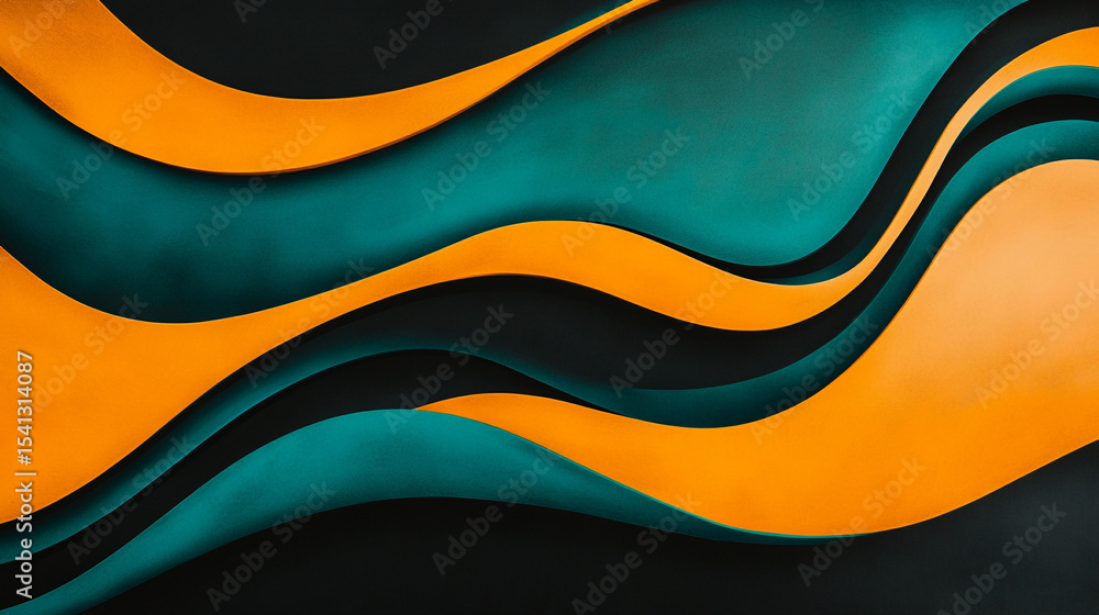 Poster abstract wavy pattern design with green and orange colors. digital abstract wavy pattern suitable fo