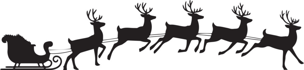 Santa s reindeer sleigh silhouette