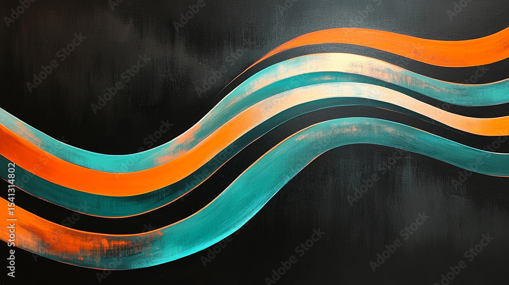 Poster abstract wavy pattern design with green and orange colors. digital abstract wavy pattern suitable fo