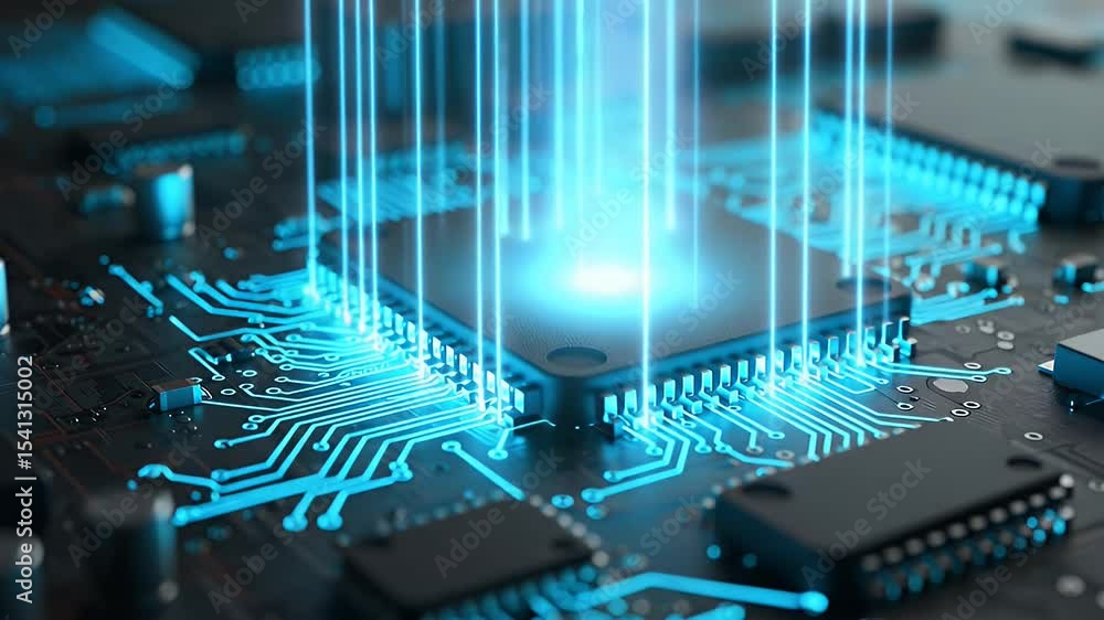 Aufkleber high-tech circuit board with a central processor