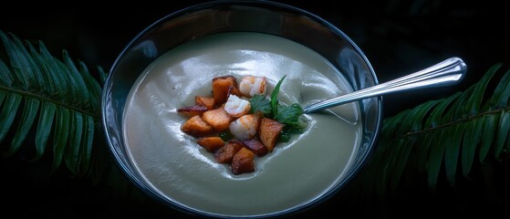 Creamy soup with roasted vegetables