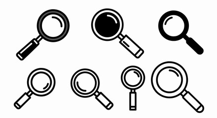 Magnifying Glass Icons Set Perfect for Website Design Branding and User Interface Development