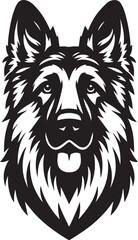German Shepherd Dog Silhouette Vector | Black and White  Illustration