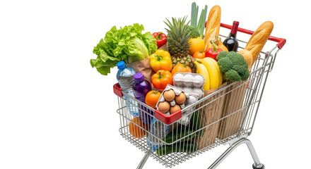 Grocery cart full of produce