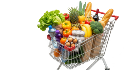 Grocery cart full of produce