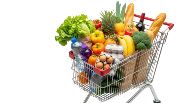 Grocery cart full of produce