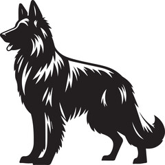 German Shepherd Dog Silhouette Vector | Black and White  Illustration