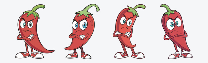 A cute carton red hot chili peppers vector.