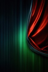Draped crimson curtain against dark backdrop