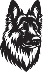 German Shepherd Dog Silhouette Vector | Black and White  Illustration