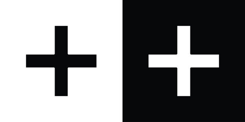 Fototapeta premium Add icon in flat black solid vector set