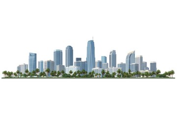 Fototapeta premium City skyline with modern skyscrapers and palm trees