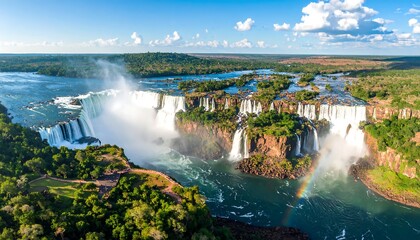 Iguazu Falls Aerial View with Rainbow.