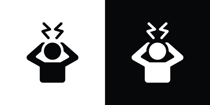 Anxiety icon in flat black solid vector set - Powered by Adobe