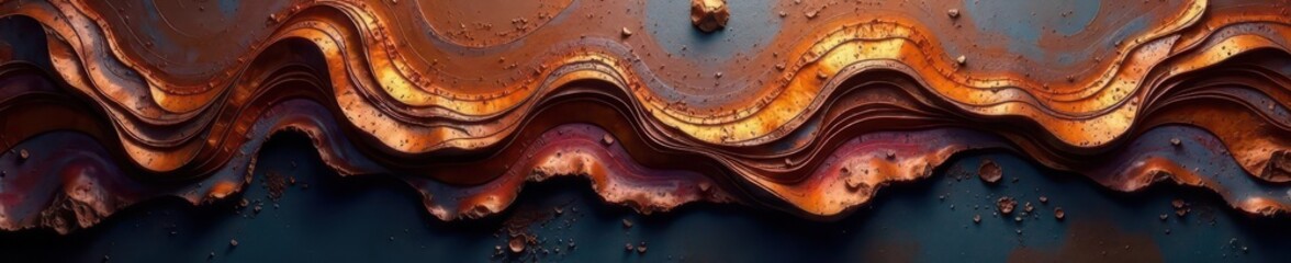 Abstract art, dark copper rust accents, rich tones, abstract, close-up, vintage