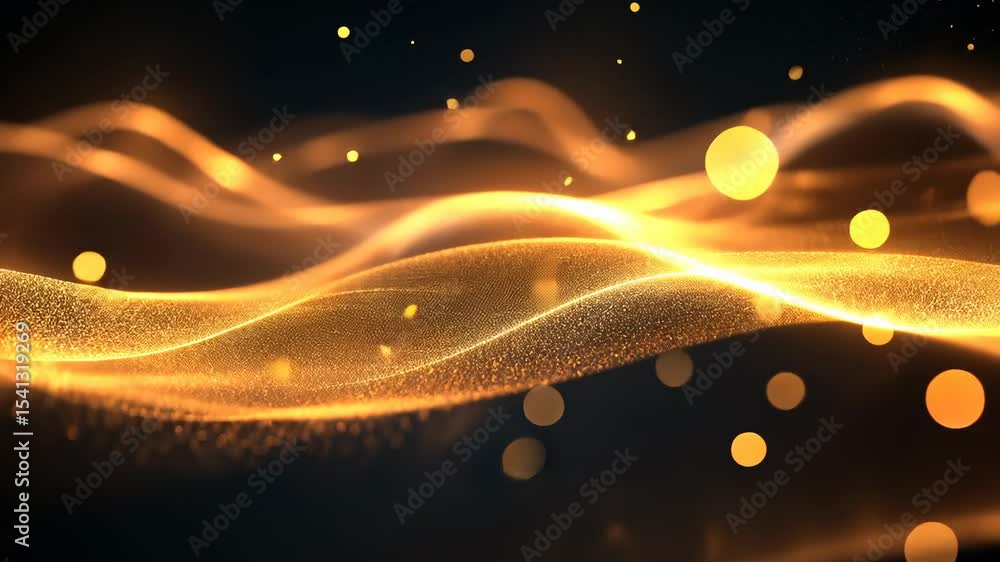 Poster abstract golden particle wave design