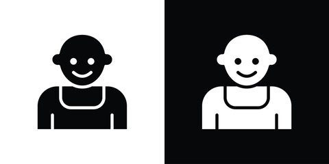 Baby boy icon in flat black solid vector set