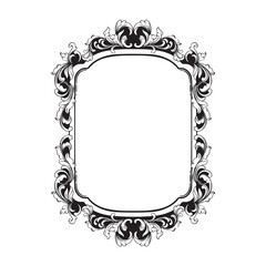 decorative Vintage baroque frame with floral ornament engraving illustration art