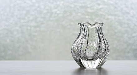 Elegant Crystal Glass Vase, Decorative Home Decor, Tabletop Ornament