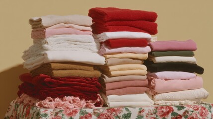 National Sewing Machine Day Fabric Stacks with Warm Textures for Autumn Crafting and Black Friday Promotion in Sustainable Textile Design