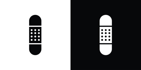 Band aid icon in flat black solid vector set