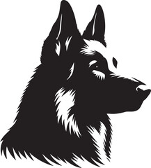German Shepherd Dog Silhouette Vector | Black and White  Illustration
