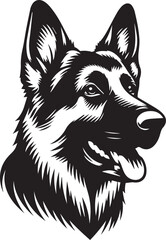 German Shepherd Dog Silhouette Vector | Black and White  Illustration