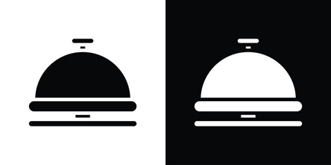Fototapeta premium Bell concierge icon in flat black solid vector set