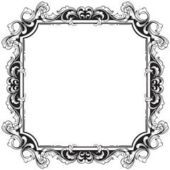 decorative Vintage baroque frame with floral ornament engraving illustration art