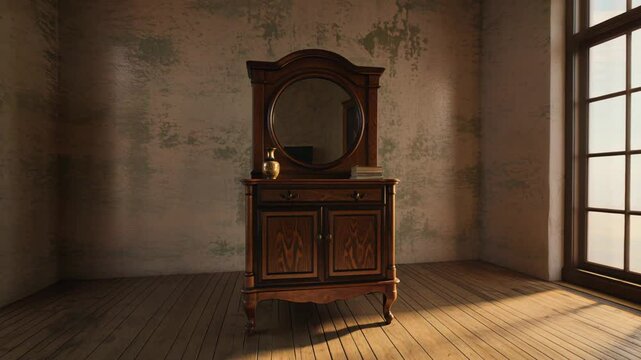 Antique vanity wooden room vintage mirror